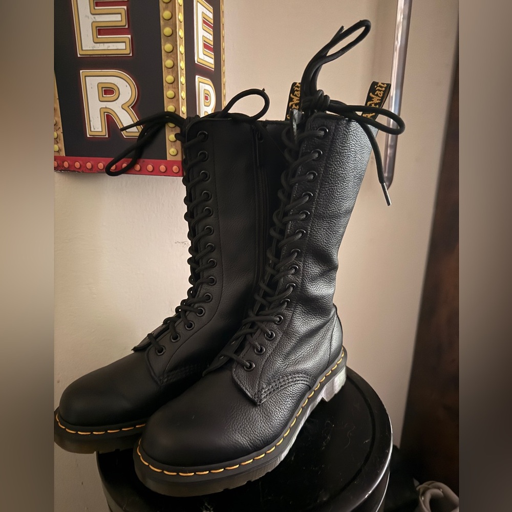 Doc Martens calf high lace up boots